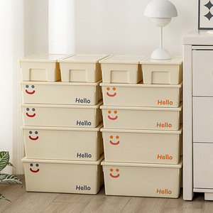 Smiley Face <b>Storage</b> <b>Box</b> Plastic Organizer Rectangular Drawer Type For Toys Cosmetics Snacks Miscellaneous Items - Product Image 2