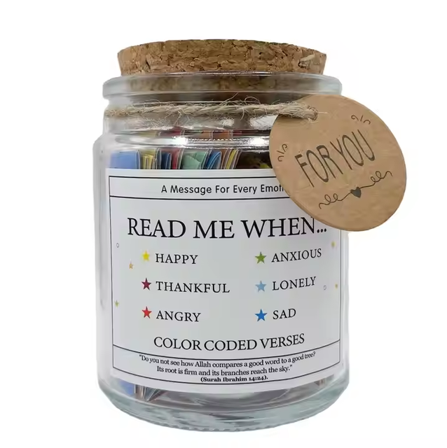 Hot Selling Products 2025 Islam Gift Box Hadith Jars Muslim Quran Verses in a Jar Read Me When for Emotions and Feelings Verse