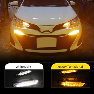 Feux de jour LED pour <span class=keywords><strong>Toyota</strong></span> <span class=keywords><strong>Yaris</strong></span> 2017~2019, clignotants jaunes, feux de jour, phares de conduite automatique, feux antibrouillard - Product Image 1