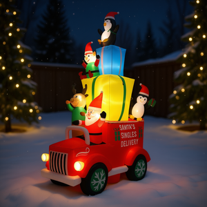 Grand Père Noël gonflable avec boîte de cadeaux, décoration de Noël pour extérieur, ornement de jardin en PVC, personnalisable - Product Image 2