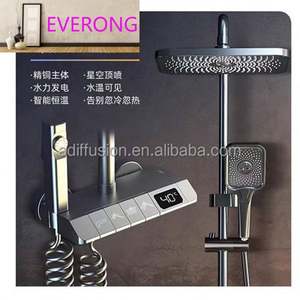 Set Doccia Termostatico con Display Digitale LED Intelligente, Valvola di Ingresso Acqua Solare Lucida, Design a Tasti Pianoforte, Pressione Morbida - Product Image 3