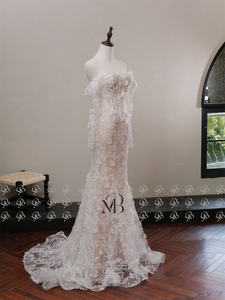 Mily sposa MQW02130 a maniche lunghe con lacci in pizzo 3d abito da sposa sposa abito da sposa - Product Image 3