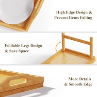 JQ Table pliable pour ordinateur portable Plateau de lit Bureau Support réglable en bambou pour lire Manger Travailler