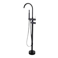 Robinet de baignoire en acier inoxydable 304 brossé, avec douchette, pour eau chaude et froide, à poser au sol, vertical