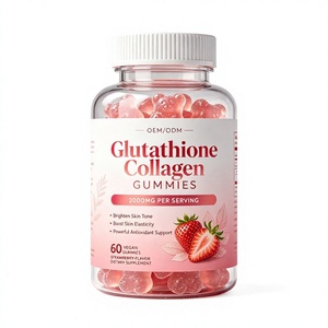 Complément alimentaire pour la peau des femmes, collagène au glutathion, 60 gommes, saveur fraise, marque privée OEM - Product Image 1