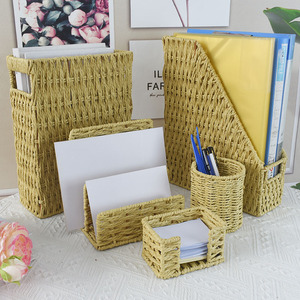 Cesta de Almacenamiento Multiusos para Escritorio, Cesta Tejida para Mesa, Bandeja de Almacenamiento de Cuerda de Papel para Cartas, Carpetas, Cuadernos, Copias e Impresiones - Product Image 3