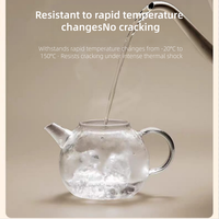 Bouilloire en verre borosilicate haute résistance, résistante aux flammes directes, avec filtre, capacité 500 ml, soufflée à la main, ensemble de thé