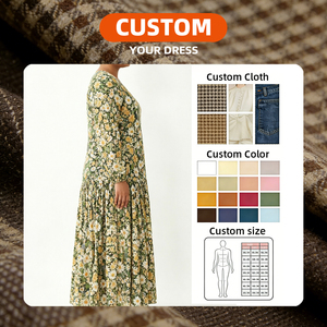 Robe longue d'été sur mesure pour <span class=keywords><strong>femme</strong></span>, élégante, imprimé floral fait main, décontractée, <span class=keywords><strong>grande</strong></span> <span class=keywords><strong>taille</strong></span>, pour les fêtes - Product Image 3