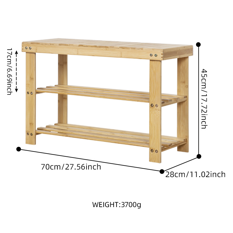 70cm long, three-tiered bamboo shoe changing stool