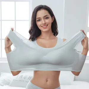 Sexy Women Sports Bra Plus Size Seamless Breathable Brassiere Wire Free  Bralette Underwear Padded Lingerie Crop Top (Color : Gray, Size :  XXXX-Large)