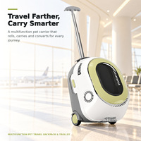 Sac à dos de transport pour animaux de compagnie avec roulettes, chariot de voyage pour chat et chien avec ventilateur, lumière nocturne et fenêtre transparente jusqu'à 8 kg Pawglobe