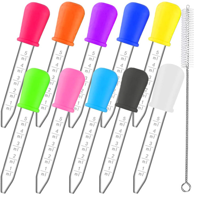 Pipettes Eye Dropper With Bulb Tip With Clean Brush,Medicine Transfer Liquid Droppers Silicone Food Grade Dropper