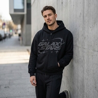 Sudadera con capucha Black Galaxy Stars con cremallera completa para hombre, de forro polar, con bolsillos frontales