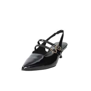 Marco Tozzi Women's Slingback <b>Pump</b> <b>Black</b> Patent Leather Pointed Toe Low Heel - Product Image 2