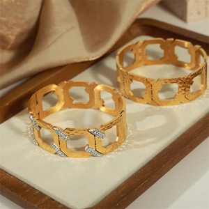 Luxury Elegant Personalized Jewelry <b>Bracelet</b> Stainless Steel Zircon Charm Hollow Link Chain <b>Bangle</b> <b>Bracelet</b> - Product Image 5
