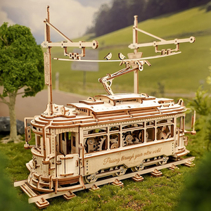 Robotime <span class=keywords><strong>Rokr</strong></span> DIY Jouets miniatures LK801 Kit de modèle de tramway <span class=keywords><strong>Mécanique</strong></span> <span class=keywords><strong>Bois</strong></span> Artisanat 3D Puzzles <span class=keywords><strong>en</strong></span> <span class=keywords><strong>bois</strong></span> - Product Image 2