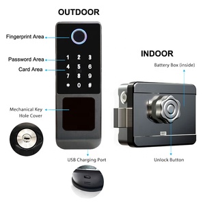 Serrure intelligente Tuya pour porte en bois d'appartement Airbnb, serrure intelligente Ttlock pour porte extérieure en <span class=keywords><strong>fer</strong></span>, serrure de porte électronique à empreintes digitales - Product Image 3