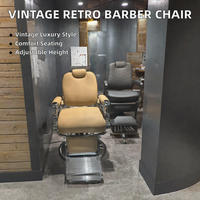 Fauteuil de coiffure moderne en cuir synthétique, style rétro, luxe, robuste, avec pompe hydraulique