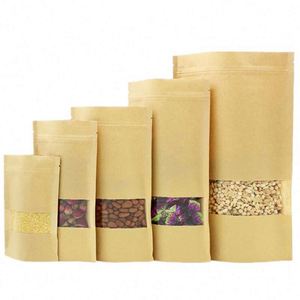 Sac en papier kraft brun écologique avec fermeture éclair pour l'emballage de nourriture, de pain, de hamburgers, 14x20cm, pack promotionnel - Product Image 1