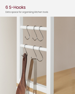 VASAGLE, venta al por mayor, panaderos de estilo moderno con 6 ganchos, estante de marco de acero, estante de 6 niveles para microondas, estante organizador de cocina - Product Image 5