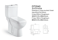 Ensemble de cuvette de toilette deux pièces avec couvercle de siège en pp, articles sanitaires pour salle de bain