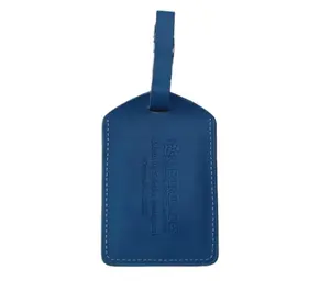 Manufacturer blue custom leather luggage tag .