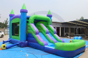 Château gonflable bleu sarcelle avec toboggan, parc aquatique pour enfants sur le thème fantastique et ensemble <span class=keywords><strong>de</strong></span> château gonflable - Product Image 3