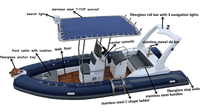 Bateau de croisière sportive Haohai Hypalon, cabine rigide, coque en fibre de verre, plancher en fibre de verre, canoë, bateau à vendre