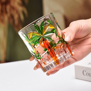 Vaso de Whisky Pintado a Mano con Palmeras y Cocoteros, Colorido, <span class=keywords><strong>para</strong></span> Fiestas, Verano Tropical, Agua, Café, Cócteles, Vino - Product Image 4