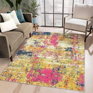 Nueva llegada moderno abstracto 9x12 interior guardería hogar Oficina suave rosa/amarillo antideslizante lavable gran sala de estar alfombra para - Product Image 5