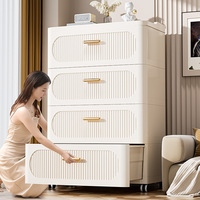 Meuble de rangement à tiroirs en plastique épaissi, style européen, grande capacité, pour salon et maison, avec roulettes, pour l'exportation