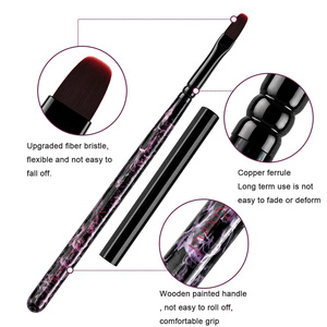 Wood Handle Synthetic Nylon Nail Brush One Stroke Ombre Gradient Blending Gel <b>Builder</b> Oval Flat Liner Brush - Product Image 3