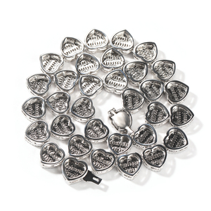 Collana Popolare a Catena con <span class=keywords><strong>Cuore</strong></span> CZ Iced Out e Zirconi Baguette, Gioielli Hip-Hop Bling da Rapper - Product Image 4