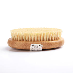 Pinceau de douche pour peau sèche ou humide Brosse de bain pour corps noir avec poils de sanglier doux Acheter une peau sèche de marque privée Vente en gros - Product Image 4