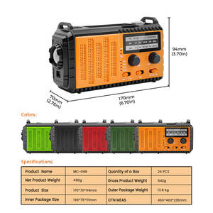 Taşınabilir şarj edilebilir acil güneş el krank AM/FM radyo USB telefon şarj 10000mAh güç banka SOS sinyal fener 5W - Product Image 6
