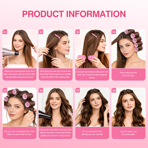 Set di bigodini per capelli senza calore rosa con velcro e fermagli, all'ingrosso - Product Image 6