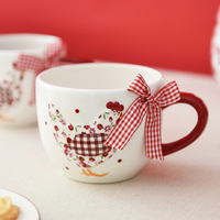 Tasse en céramique de poulet floral rouge de Style de Noël tasse de soupe créative à la maison pour le petit déjeuner tasse en céramique de lait