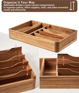 Organizador de Cajones de Cocina de Madera de Acacia con Esquinas Redondeadas, de Lujo Moderno, Extra Profundo, Divisor de Cubiertos y Utensilios de Madera - Product Image 3