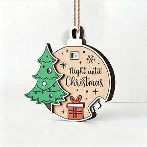 Ornamenti Natalizi Conto alla Rovescia in Legno, Calendario dell'Avvento con Decorazioni Pendenti <span class=keywords><strong>per</strong></span> Casa - Product Image 3