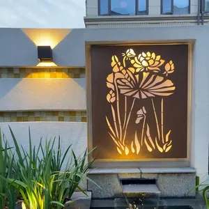 Dekorativer Garten neu Privatsphäre billig Garten Stahl pfosten Metall laser geschnittene Aluminium Wand paneele Zaun Gitter Designs