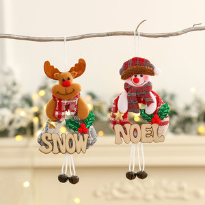 Nouvelles décorations de Noël transfrontalières, ornements pour sapin de Noël, lettres en bois, père Noël, bonhomme de neige, ornements en forme de cloche - Product Image 4