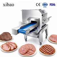 Machine à trancher la viande commerciale automatique, lames en acier au carbone, épaisseur réglable, capacité de 300 à 500 kg/h pour les restaurants