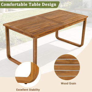 Ensemble de salle à manger de patio moderne en bois d'acacia 7 pièces avec coussins amovibles, mobilier d'extérieur écologique pour jardin - Product Image 4