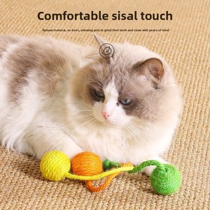 Juguete moderno para gatos con bola de sisal, para afilar <span class=keywords><strong>dientes</strong></span> y uñas, juguete colgante con nudo - Product Image 4