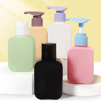 Flacon pompe carré en HDPE avec logo personnalisé, flacon cosmétique en plastique mat vide pour shampoing, gel douche, savon pour les mains, soin du visage