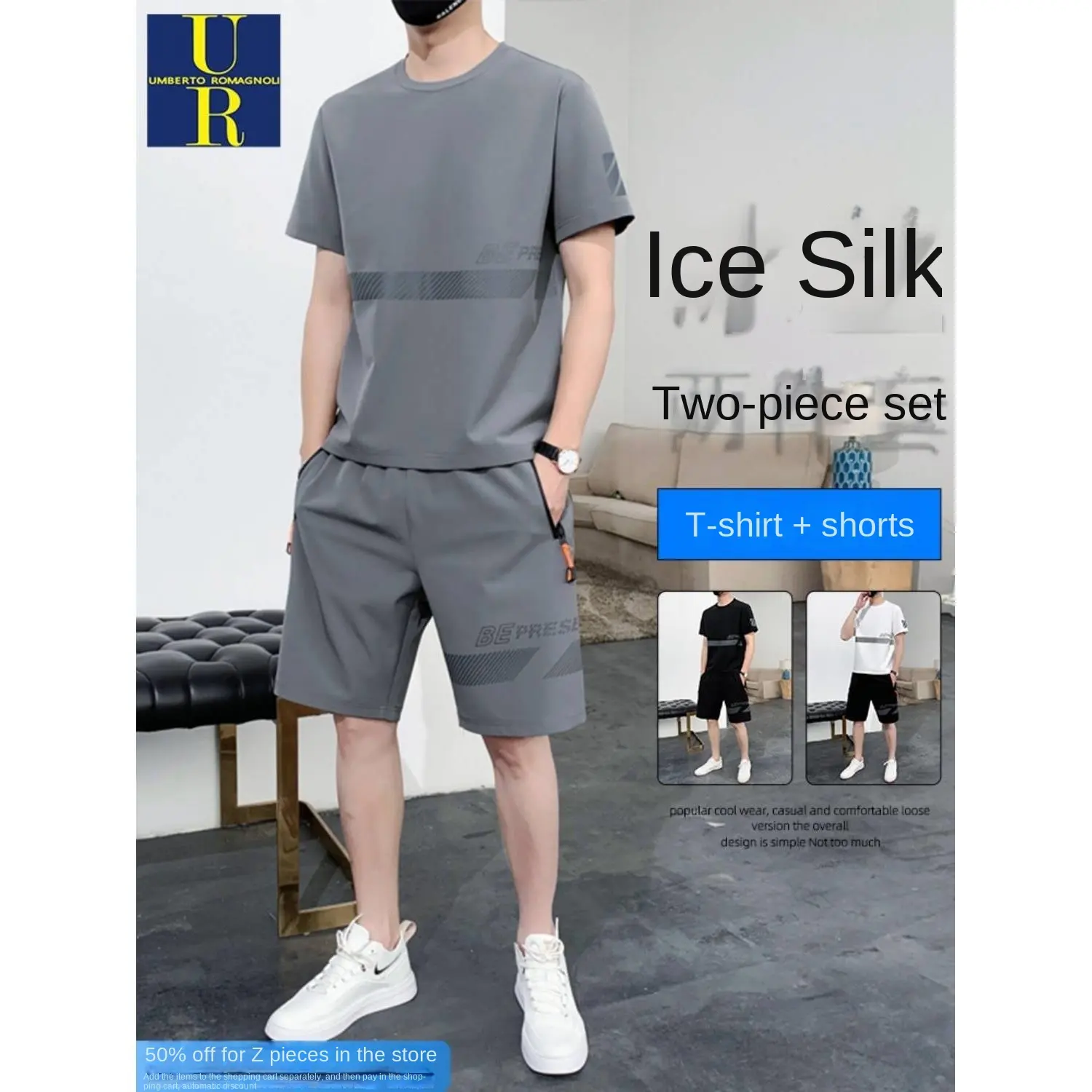 Nasa tshirt da uomo in seta di ghiaccio asciugatura rapida estate pantaloncini a maniche corte da uomo di grandi dimensioni casual tuta sportiva estiva