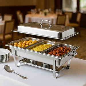 4 Pack 9QT Stainless Steel <strong>Chafing</strong> <strong>Dishes</strong> Elegant Gold and Silver Fuel-Heated Food Warmers for Elegant Buffets and Parties - Product Image 2