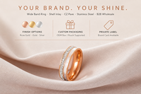 Bague en acier inoxydable plaqué or rose avec incrustation de coquillages et pavé de zircone cubique, non ternissable, délicate, pour femme, pour mariage ou promesse, étanche, vente en gros