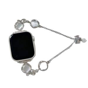 Bracelet en pierre œil-de-chat avec bracelet de montre en métal pour Apple Watch SE/8/7/6/5/4/3/21 - Product Image 4