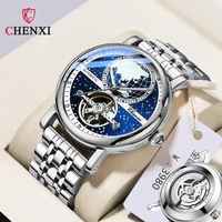 Montre automatique CHENXI pour homme 8871, étanche, en acier inoxydable, squelette, mécanique, montre de luxe pour homme, tourbillon, montre-bracelet